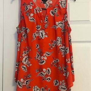 Torrid Red Floral Sleeveless Blouse
